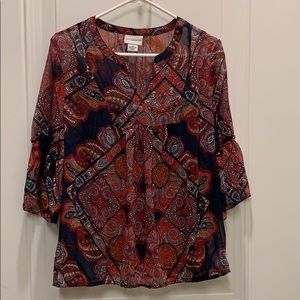Liz Claiborne multi-color print blouse.